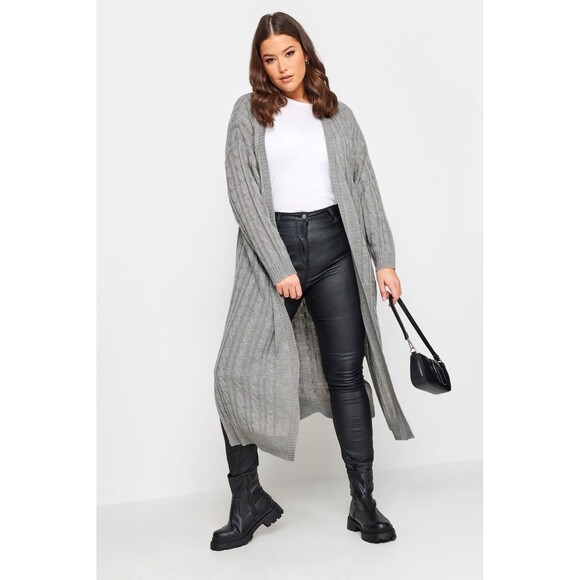 ASOS Curve Sweaters - ASOS Curve Womens Sz 18 Gray Chunky Knit Maxi Cardigan Duster Witchy Whimsigoth